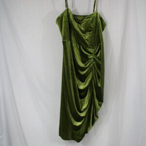 Cider Women’s Cinched Green Corset Midi Dress Ruched Strappy  Size 3X - NWT